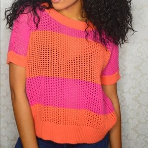 Pink & Orange Short Sleeve Sweater